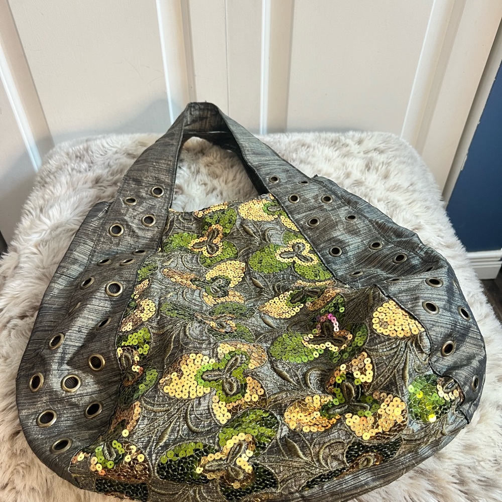 Stylish Gray and Gold Women's Bag